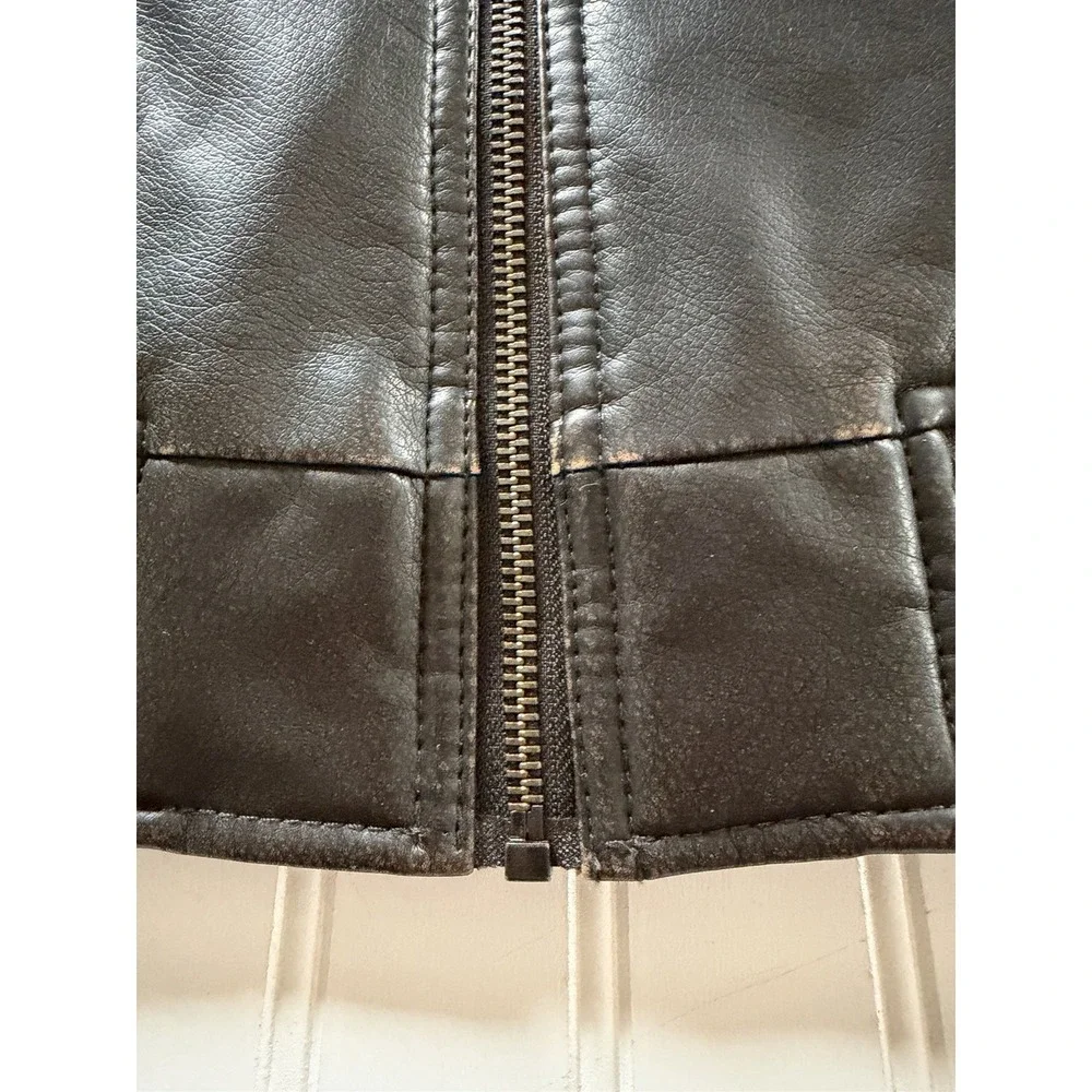 Levi's Faux Leather Aviator Bomber Jacket Sherpa Lined Brown‎ Men's L